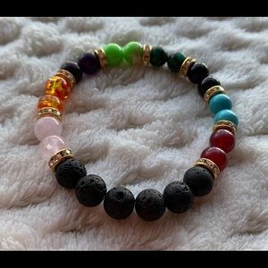 MULTICOLOR GEMSTONE WITH LAVA ROCK BRACELET